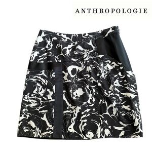 Anthropologie Leifsdottir Black White Silk Blend Stretch Pencil Mini Ski…